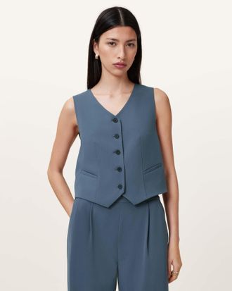 AllSaints Womens Polyester Aleida Lightweight Tri Waistcoat, Size: UK 16/US 12