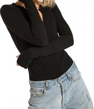 N:Philanthropy Rio Split Neck Bodysuit In Black