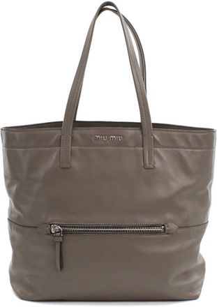 Miu Miu Gray Leather Tote Bag (Pre-Owned)