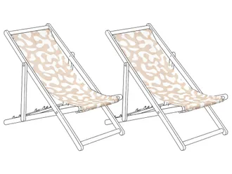 Beliani Set Di 2 Teli Di Ricambio Per Lettino Da Sole Con Motivo Astratto Beige Anzio / Avellino
