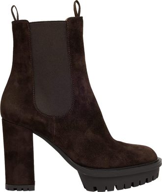 Gianvito Rossi Suede Lug-Sole Booties
