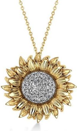 Allurez Sunflower Diamond Pendant Necklace 14k in 0.38Ct,two-Tone Gold at Nordstrom, Size 18