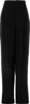 Saint Laurent Broeken, Dames, Zwart, S, Leer, Panatlon Base P52M Crepe Mouss