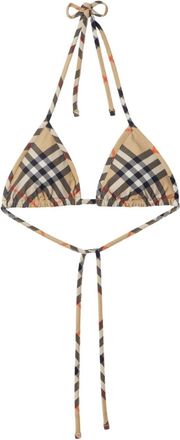 Burberry check-pattern bikini top - women - Polyamide/Polyamide/Spandex/Elastane/Spandex/Elastane - M - Neutrals