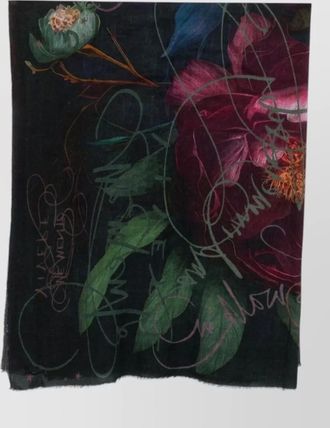 Faliero Sarti cashmere floral-print fine-knit scarf