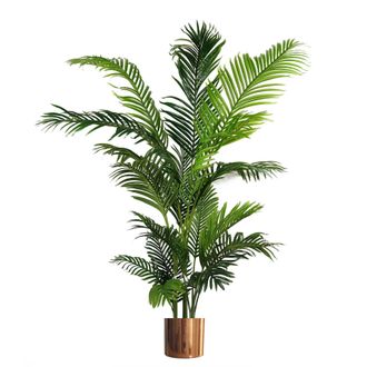 Leaf Artificial Palm Tree Extra Large - HUGE 180cm 6FT Copper Metal Planter in Green