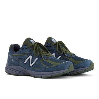 New Balance Unisex Made in USA 990v4 in Blu/Grigio/Verde, Pelle Scamosciata/Rete, Taglia 37.5