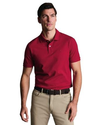 CHARLES TYRWHITT Short Sleeve Cotton Stretch Pique Polo in Red at Nordstrom, Size Xx-Large