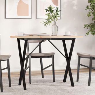vidaXL Mesa De Comedor Marco X Madera Maciza Pino Acero 100x50x75,5 Cm Vidaxl