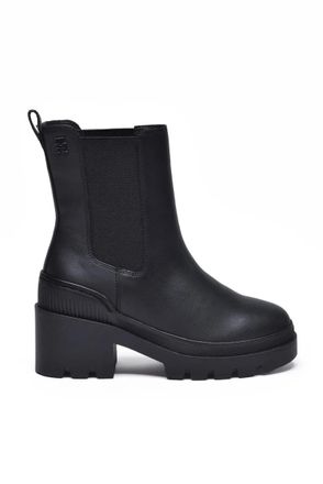 Tommy Hilfiger Black Leather Rubber Sole Men Boot
