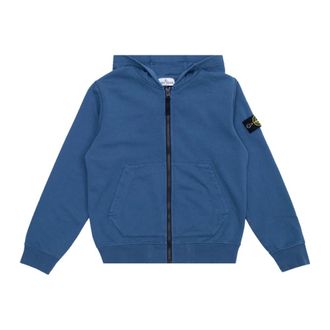 Stone Island Hooded Zip Jumper - male - Stone Island - Kids Sweatshirts - Blue - 10 Y - Kids