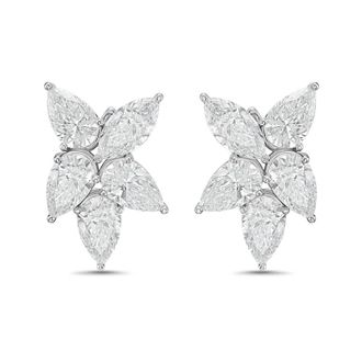 Diana M. Jewels 14KW WG 15.00 Ct TW of Lab grown pear and marquise shape diamonds cluster earrings