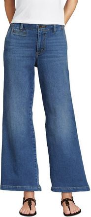 Lands End Petite Recover Denim Mid Rise Wide Leg Ankle Jeans in Indigo Tide Blue at Nordstrom, Size 12