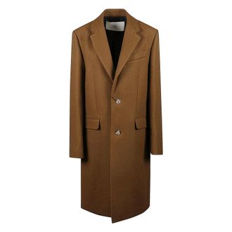 Ami Single-Breasted Coats, male, Brown, XL, Long Coat