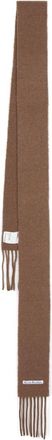 Acne Studios brushed-effect logo-patch scarf - unisex - Alpaca Wool/Wool/Nylon - One Size - Brown