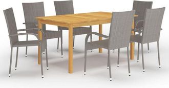 vidaXL Juego De Comedor Para Jard&iacute;n De 7 Piezas Gris Vidaxl