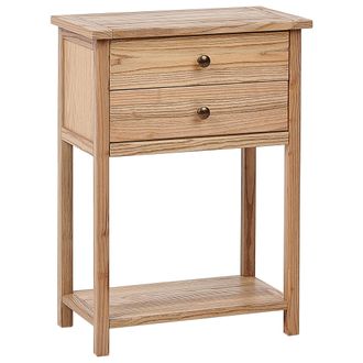 Beliani Consola Decorativa Con 2 Cajones Estilo R&uacute;stico 74 Cm Madera Clara Salton