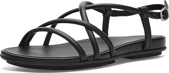 FitFlop Gracie Leather Strappy Back-Strap Sandals Womens Wedge Shoes All Black : 11 M (B)