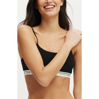 Cotton On Womens Branded Cotton Scoop Bralette in Black at Nordstrom, Size X-Small