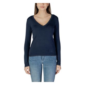 Liu Jo V-hals Gebreide Sweatshirt - Dames - V-hals truien - Blauw - XS - Truien & Vesten