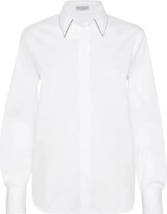 Brunello Cucinelli Shirt With Monili Trim At Collar