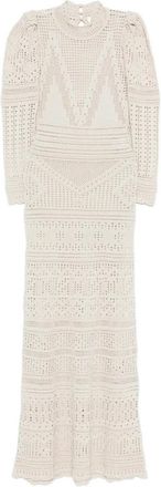 Isabel Marant Dione Gebreide Jurk met Lange Mouwen - Dames - Kleedjes - Beige - S - Katoen - Kleedjes