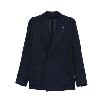 Tagliatore Formal Blazers, male, Blue, Size: L Double-breasted Jacket
