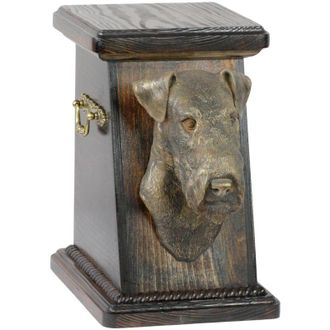 OEM Wire Fox Terrier - Urna Para Cenizas De Perro, Elegante Urna Con Estatuilla, Urna Conmemorativa Con Busto De Perro De Art-dog