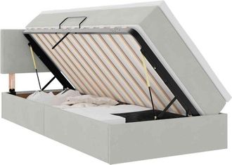 vidaXL Bed with Mattress with LED Light Grey 100 x 200 cm Velvet vidaXL