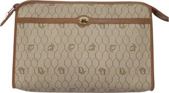 Dior Honeycomb Beige Canvas Clutch Bag (Pre-Owned)