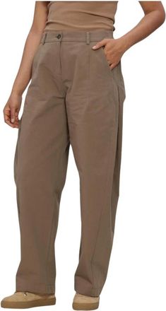 Summum Broeken, Dames, Bruin, XL, Katoen, Broek Barrel Fit Katoen