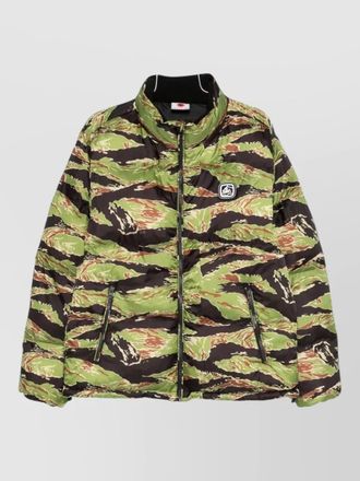 Icecream camou high collar down jacket pockets
