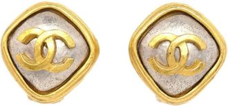 Chanel Orecchini a clip Rhombus 1997 - Oro