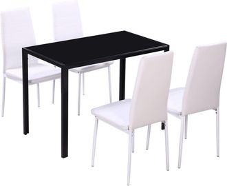 vidaXL Juego De Comedor 5 Piezas Cuero Artificial Negro Y Blanco Vidaxl