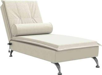 vidaXL Chaise Longue Massaggi con Cuscino a Rullo Crema in Velluto - Vidaxl