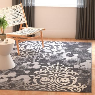 Safavieh Adirondack Machine Made Area Rug, Charcoal / Ivory Transitional Style Easy Care