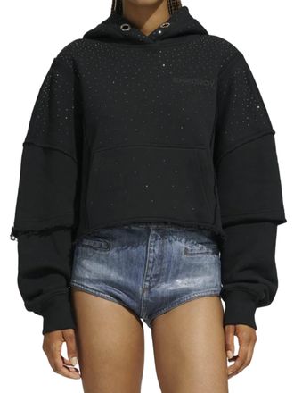 Khrisjoy Black Felpa Layered Cropped Hoodie