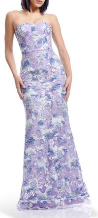 Dress The Population Sheridan Sequin Strapless Mermaid Gown in Lilac Multi at Nordstrom, Size Xx-Small