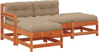 vidaXL Conjunto De Sof&aacute;s De Jard&iacute;n 4 Uds. Marr&oacute;n Cera Vidaxl