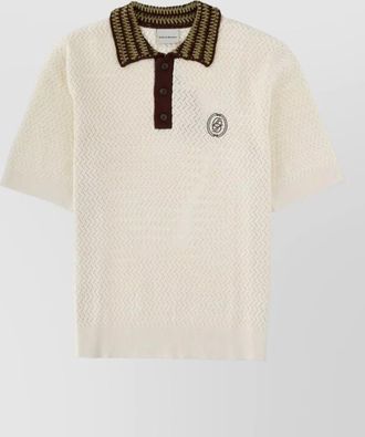 Dr&ocirc;le de Monsieur open-knit cotton polo sweater