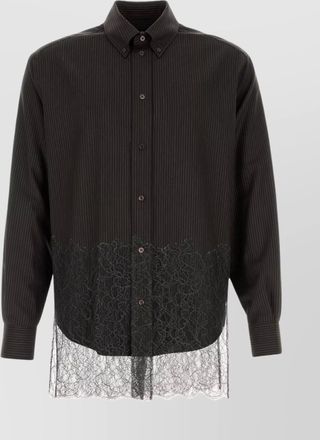 Fendi wool shirt with lace hem and long sleeves