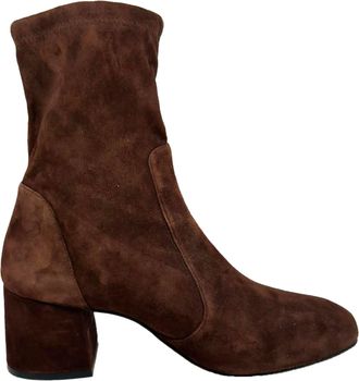 Stuart Weitzman Sleek 60 Ankle Boots in Brown Suede