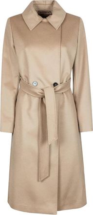 Max Mara Wollen Jas - Dames - Jas met riem - Beige - 2XS - Wol - Jassen