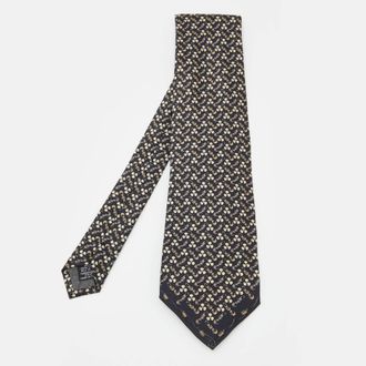 Gianfranco Ferre Black Fan Printed Silk Tie