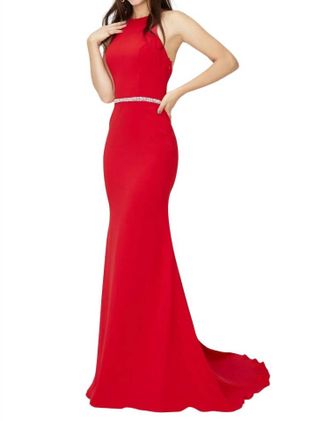 Angela & Alison Mermaid Prom Dress In Hot Red