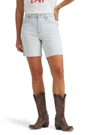 Wrangler Cowboy Cutoff Denim Longline Shorts in Sugar at Nordstrom, Size 27