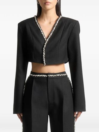 Mani&egrave;re De Voir Cropped blazer verfraaid met kristallen - Zwart