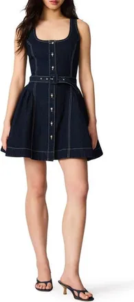 Steve Madden Maila Button-Down Denim Minidress in Bijou Blue at Nordstrom, Size 12