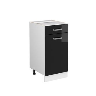 Vicco Mueble Bajo Universal R-line, Negro Brillo Intenso, 40 Cm Con Caj&oacute;n, Sin Encimera, Vicco