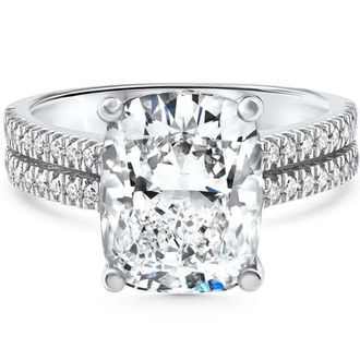 Pompeii3 Certified 5.84Ct Cushion Cut Diamond Engagement 14k White Gold Lab Grown Size: 7